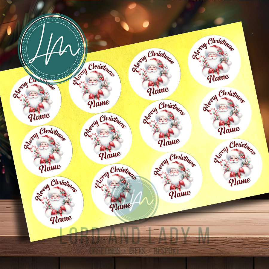 Personalised Christmas Stickers | Traditional Father Christmas