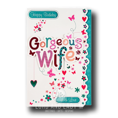 23cm - Happy Birthday Gorgeous Wife With Love - E