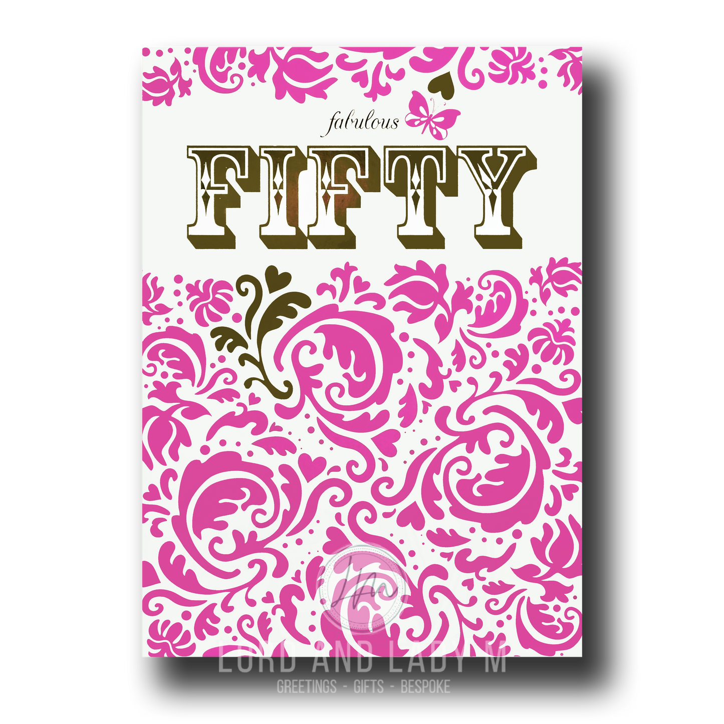 20cm - Fabulous Fifty - Hot Pink and Gold