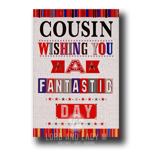 20cm - Cousin Wishing You A Fantastic .. - Red - E