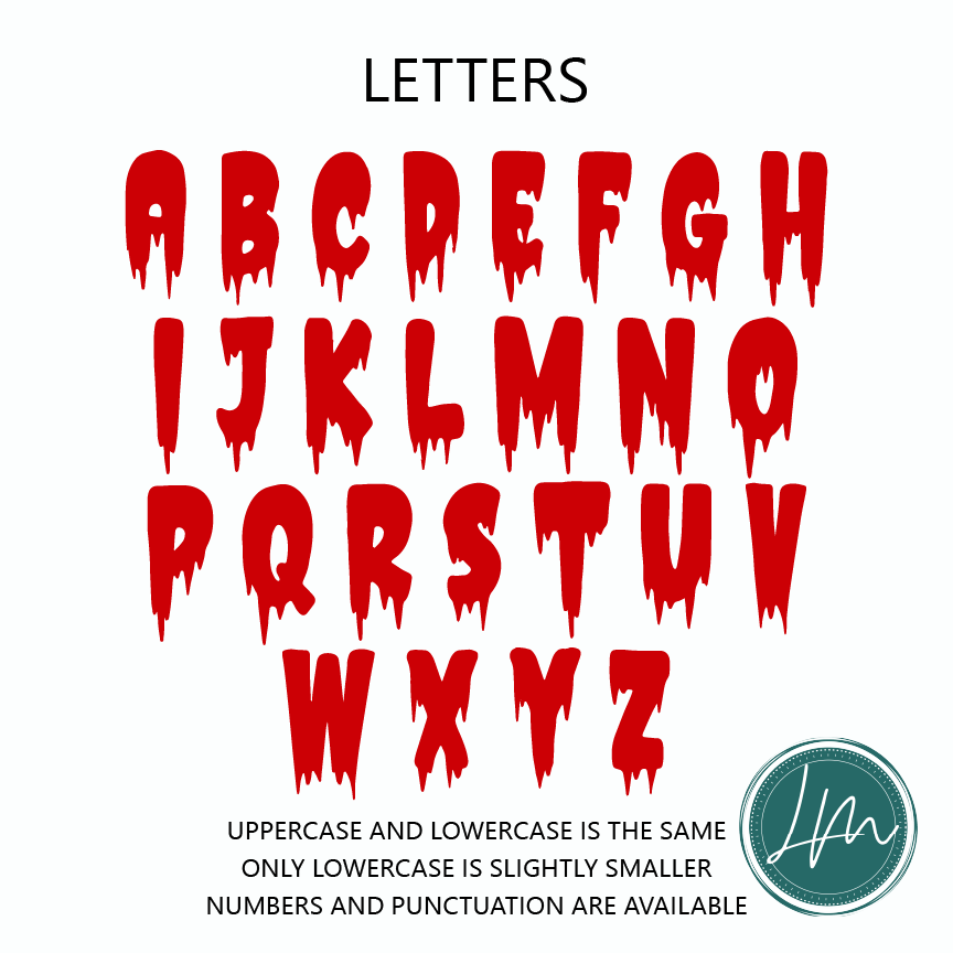 Vinyl Name Word Sticker - Halloween Horror Theme Dripping Lettering