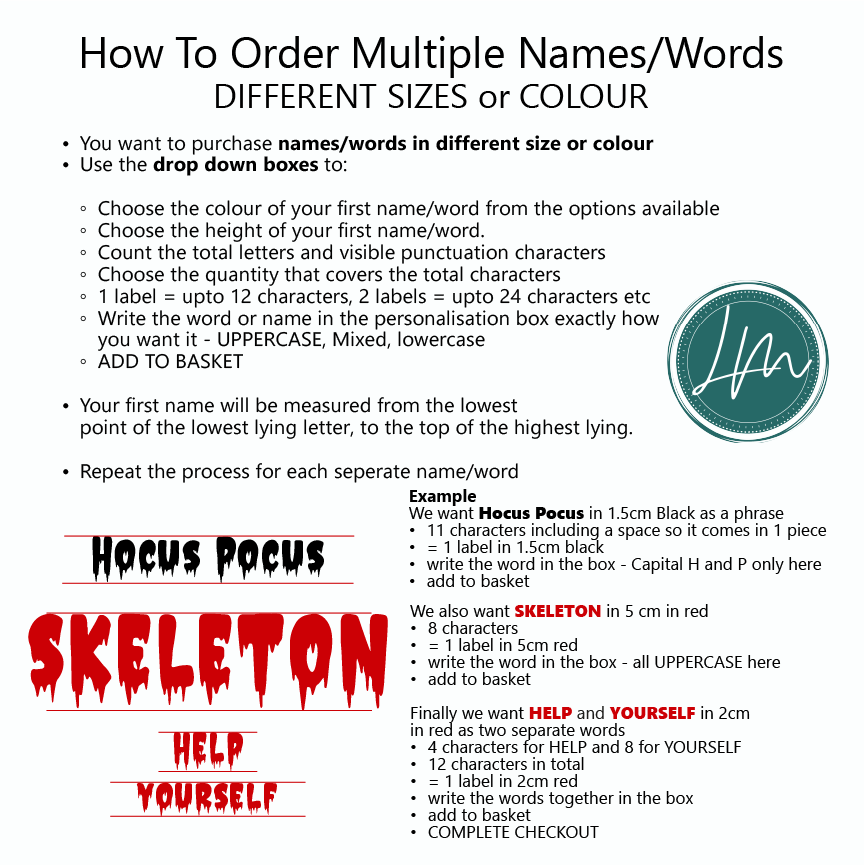 Vinyl Name Word Sticker - Halloween Horror Theme Dripping Lettering