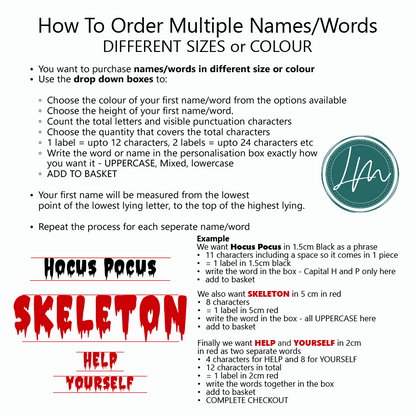 Vinyl Name Word Sticker - Halloween Horror Theme Dripping Lettering