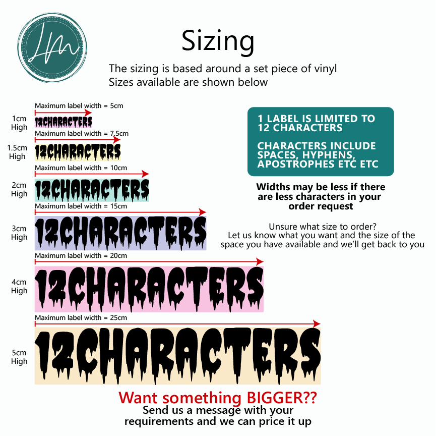 Vinyl Name Word Sticker - Halloween Horror Theme Dripping Lettering
