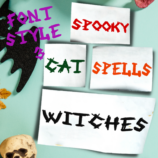 Vinyl Name Word Sticker - Halloween Horror Theme Scratched Witch Lettering Metal