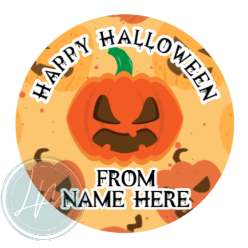 Personalised Happy Halloween Stickers | Spooky Pumpkin - Sticker Close up