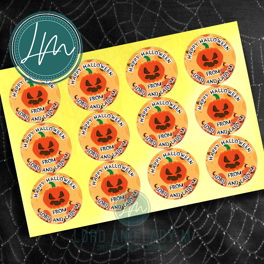 Personalised Happy Halloween Stickers | Spooky Pumpkin - Main Image