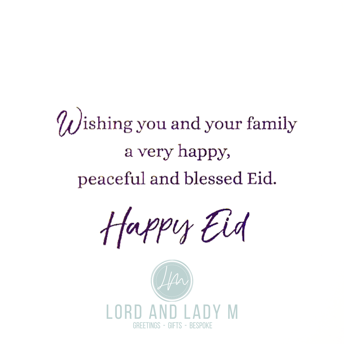 19cm - Happy Eid - Violet & Gold Greeting Card - BGC