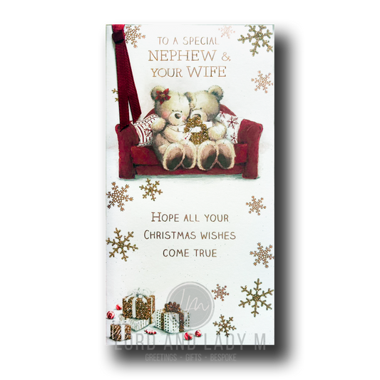 23cm - To A Special Nephew and your Wife - Bears Sofa