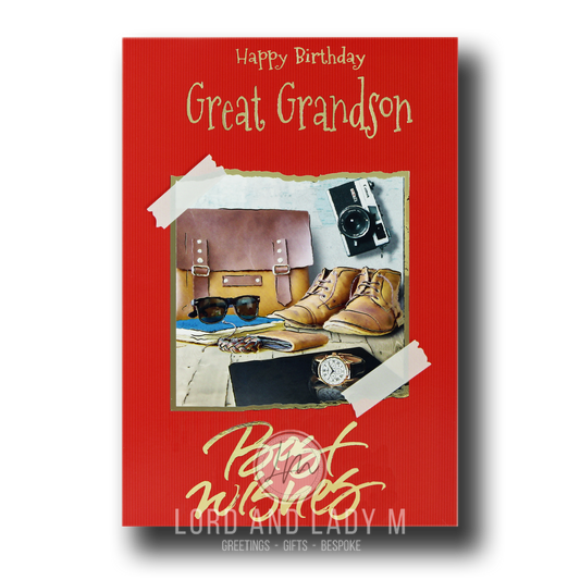 19cm - Happy Birthday Great-Grandson - Red - GH