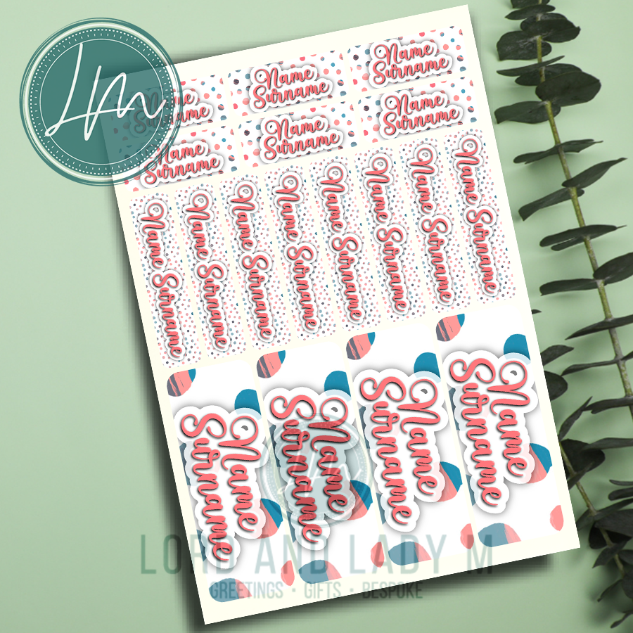 Vinyl Stick-on Name Labels - Peach Spots