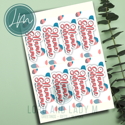 Vinyl Stick-on Name Labels - Peach Spots