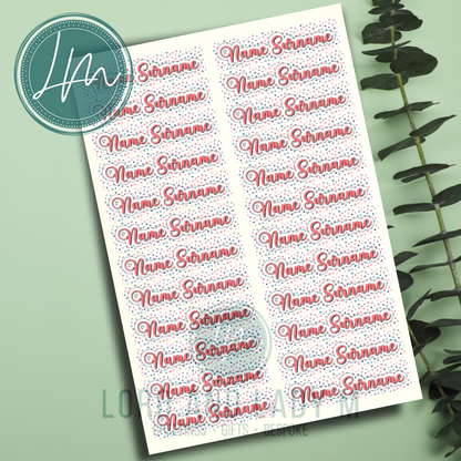 Vinyl Stick-on Name Labels - Peach Spots