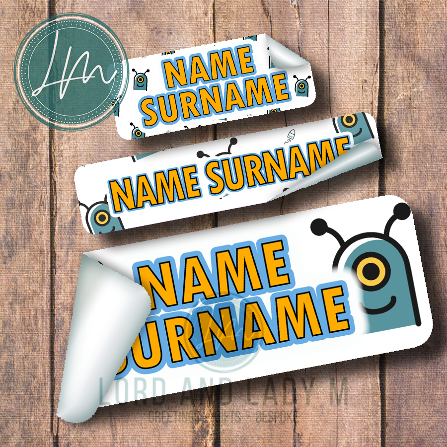 Vinyl Stick-on Name Labels - Alien