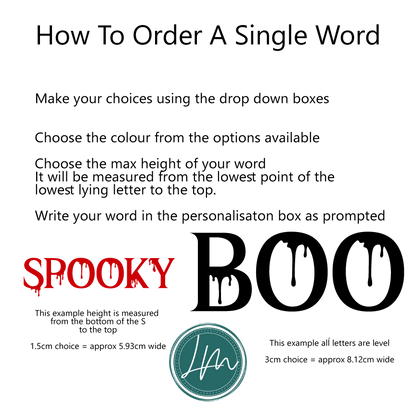 Halloween vinyl decal - A how to order guide for a single word