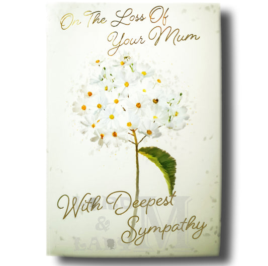 19cm - On The Loss Of Your Mum - White Flowers -BG