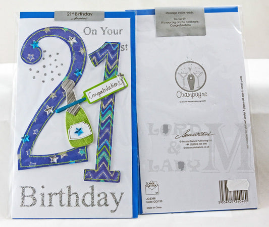23cm - On Your 21st Birthday - Large Letter - H