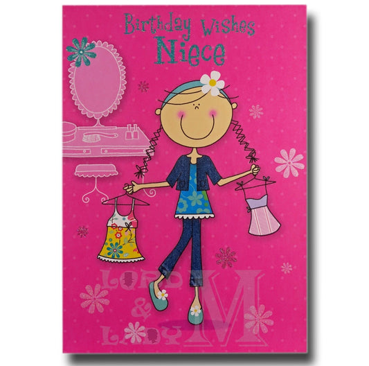 25cm - Birthday Wishes Niece - Pink - Lge Let - E