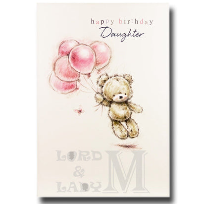 20cm - Happy Birthday Daughter - Bear Balloons -CW