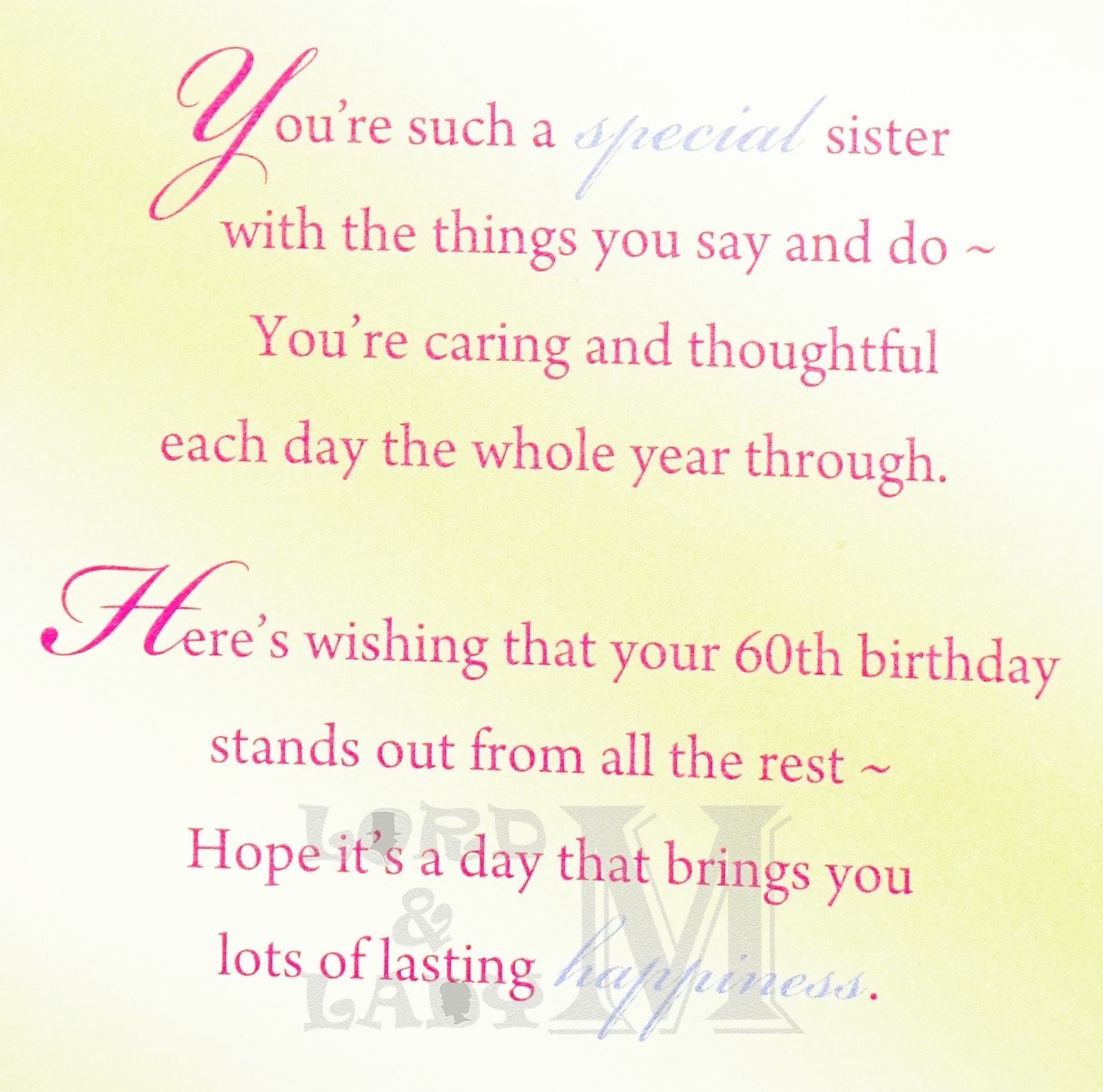 23cm - Happy Birthday Sister 60 Today! - GH