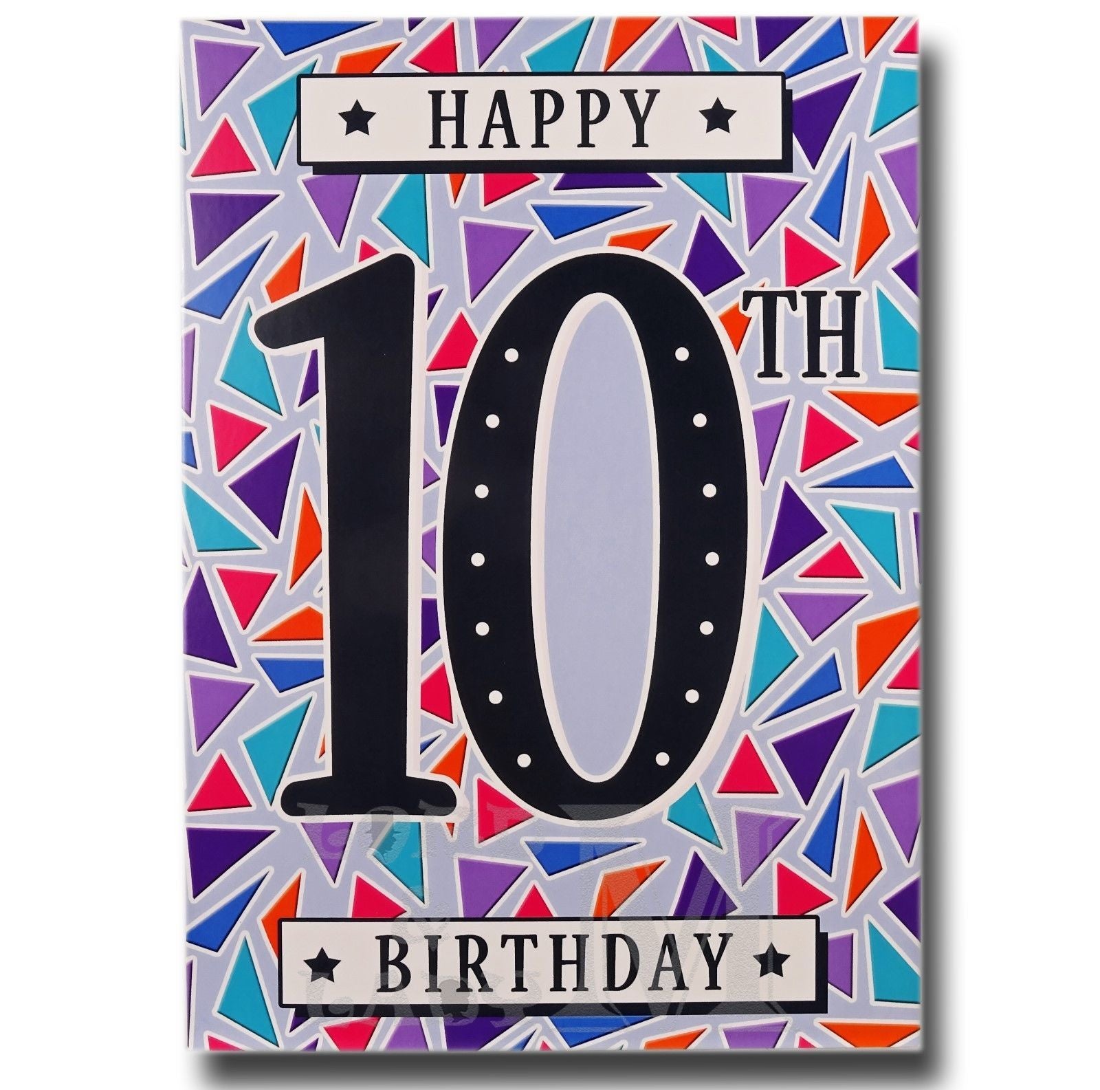 20cm - Happy 10th Birthday - Triangles - E