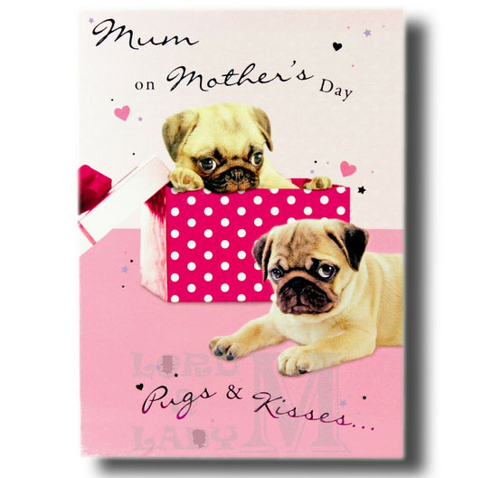 17cm - Mum On Mother's Day Pugs & .. - 2 Pugs - OH