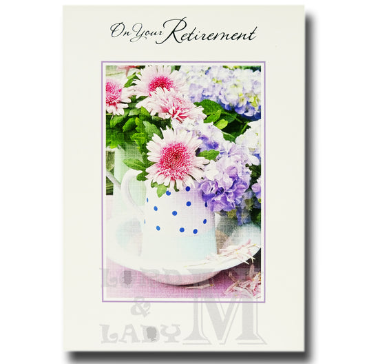 19cm - On Your Retirement - Flowers In Jug - E