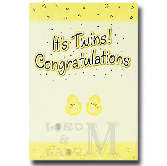 19cm - It's Twins! Congratulations - 2 Ducks - CWH