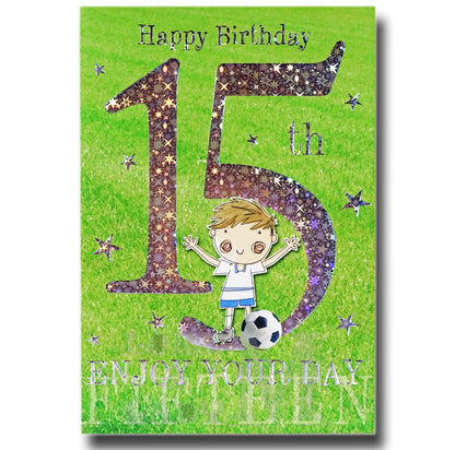 19cm - Happy Birthday 15th - Football - H