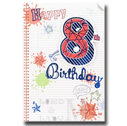 19cm - Happy 8th Birthday Wow - Notebook