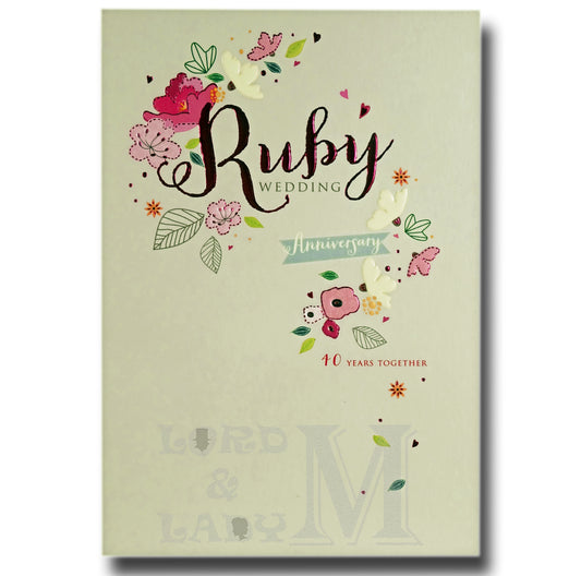 19cm - Ruby Wedding Anniversary 40 Years ... - E