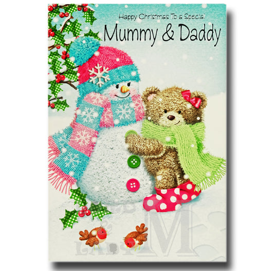 19cm - .. Special Mummy & Daddy - Snowman Bear - E