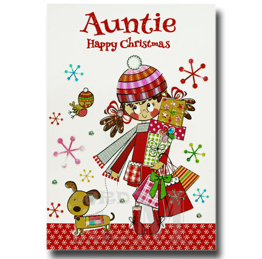 19cm - Auntie Happy Christmas - Brunette Gifts -BG