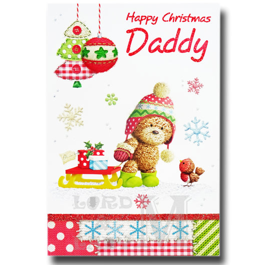 19cm - .. Christmas Daddy - Bear Sledge Robin -BGC