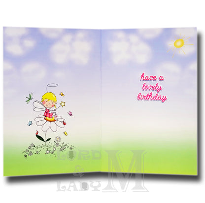 19cm - 2 Today Happy Birthday - Fairy On Flower -E