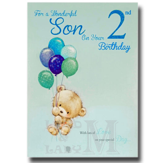 25cm - For A Wonderful Son On Your 2nd - LgeLet -E