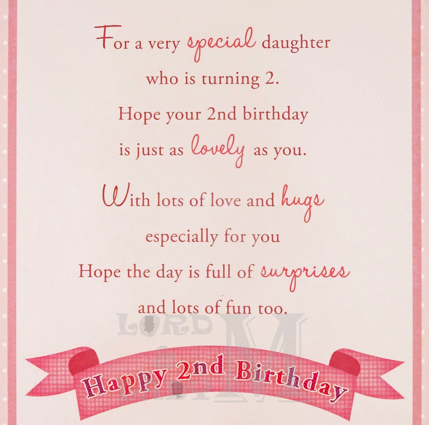 23cm - Happy Birthday Daughter Today You're 2 - E