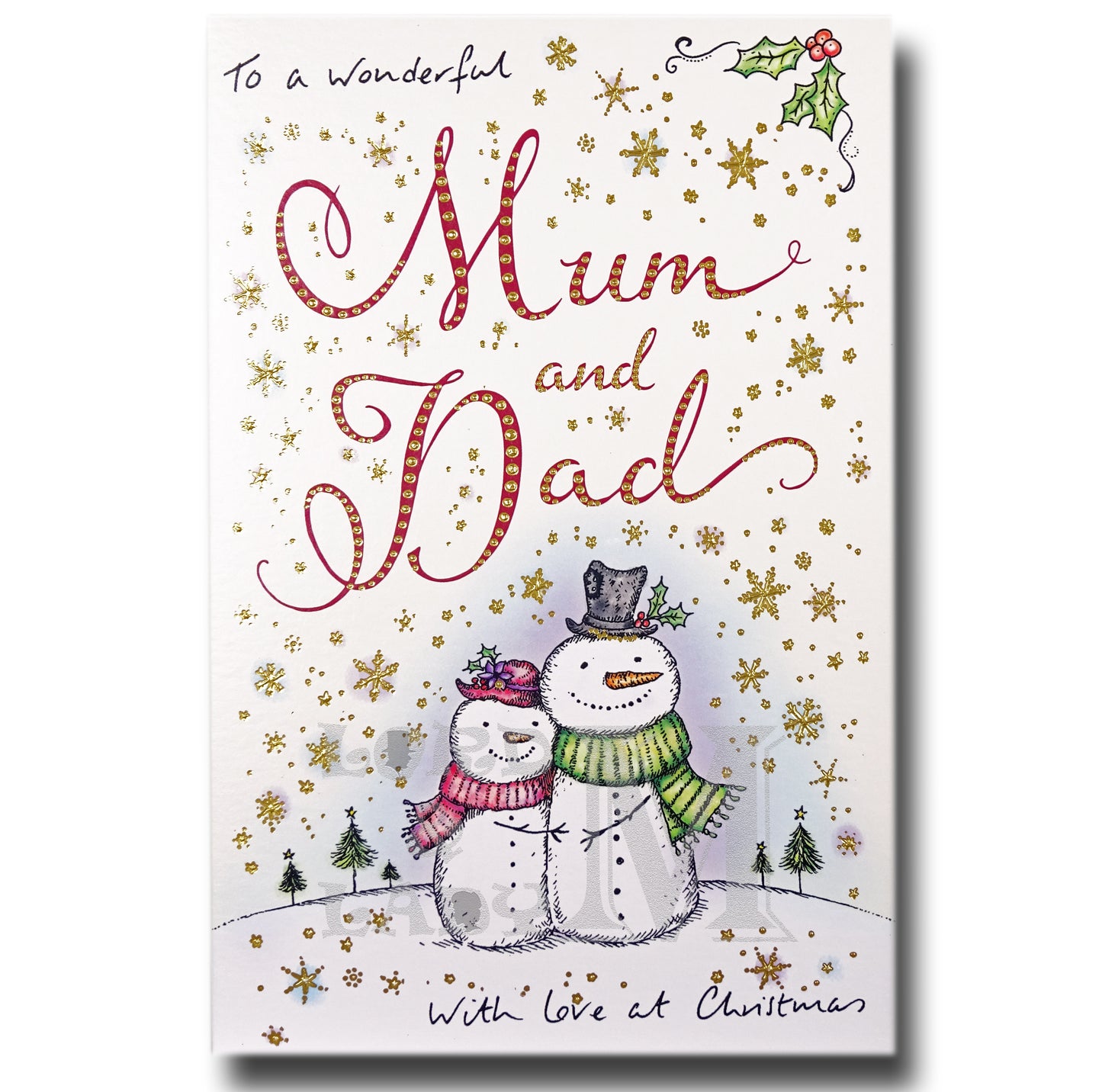 21cm - To A Wonderful Mum And Dad - Snowmen - OH