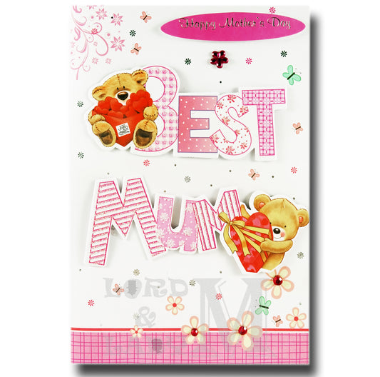 19cm - Happy Mother's Day Best Mum - Lge Let - E