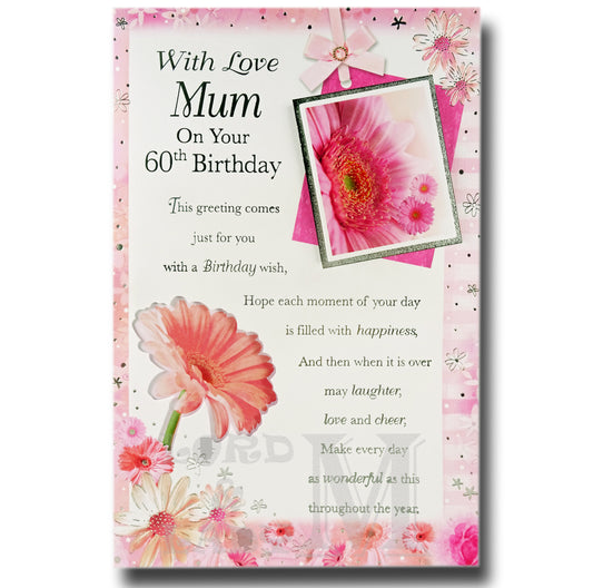 23cm - With Love Mum On Your 60th Birthday - BGC