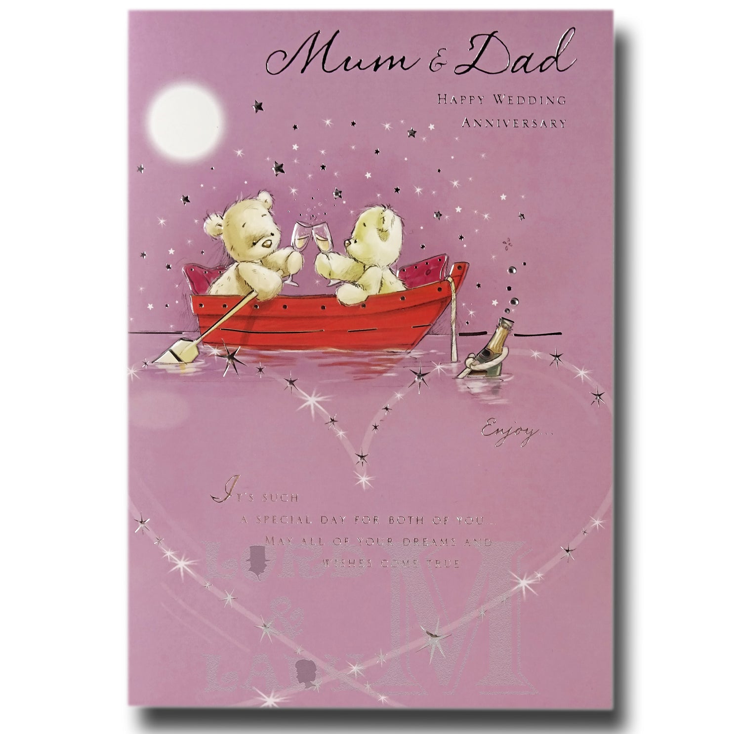 19cm - Mum & Dad Happy Wedding Anniversary It's -E