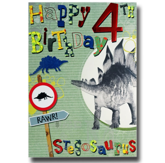 19cm - Happy 4th Birthday Rawr! Stegosaurus - E