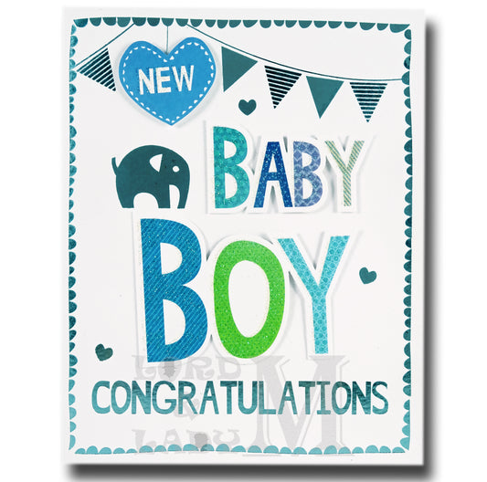 17cm - New Baby Boy Congratulations - Lge Let - RV