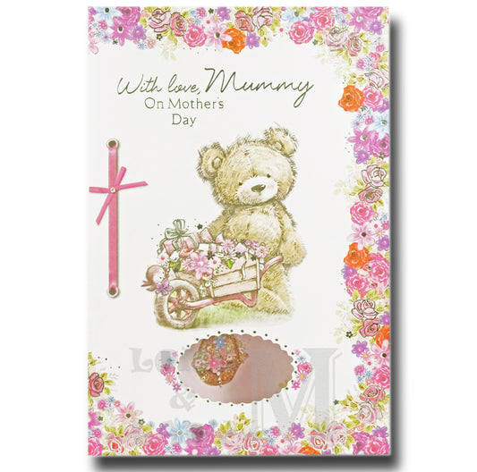 20cm - With Love, Mummy ... - Bear Wheelbarrow - E