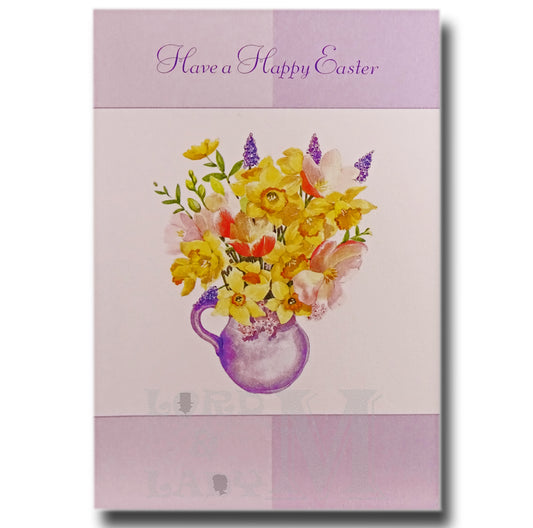 15cm - Have A Happy Easter - Flowers In A Vase - E