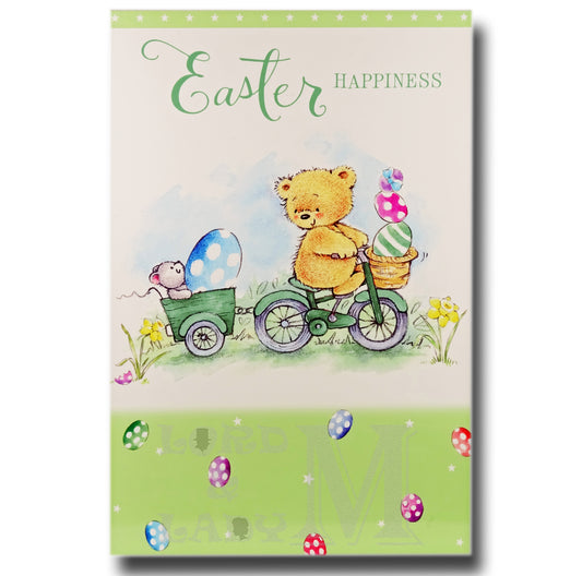 19cm - Easter Happiness - Bear On Bike - E