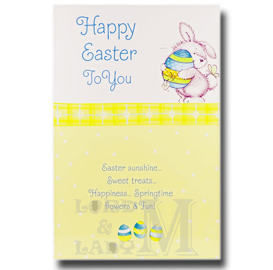 19cm - Happy Easter To You - Bunny With Egg - E