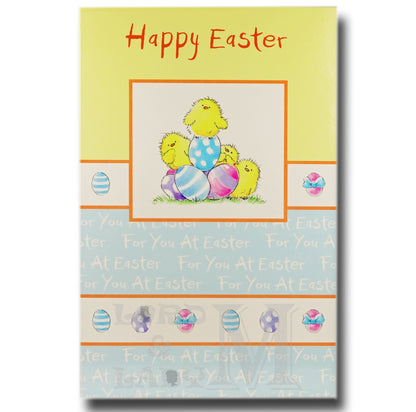 19cm - Happy Easter - Chicks With Eggs - E