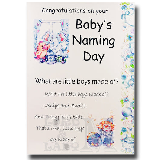 19cm - Blue - Baby's Naming Day - Elephant Top -DG