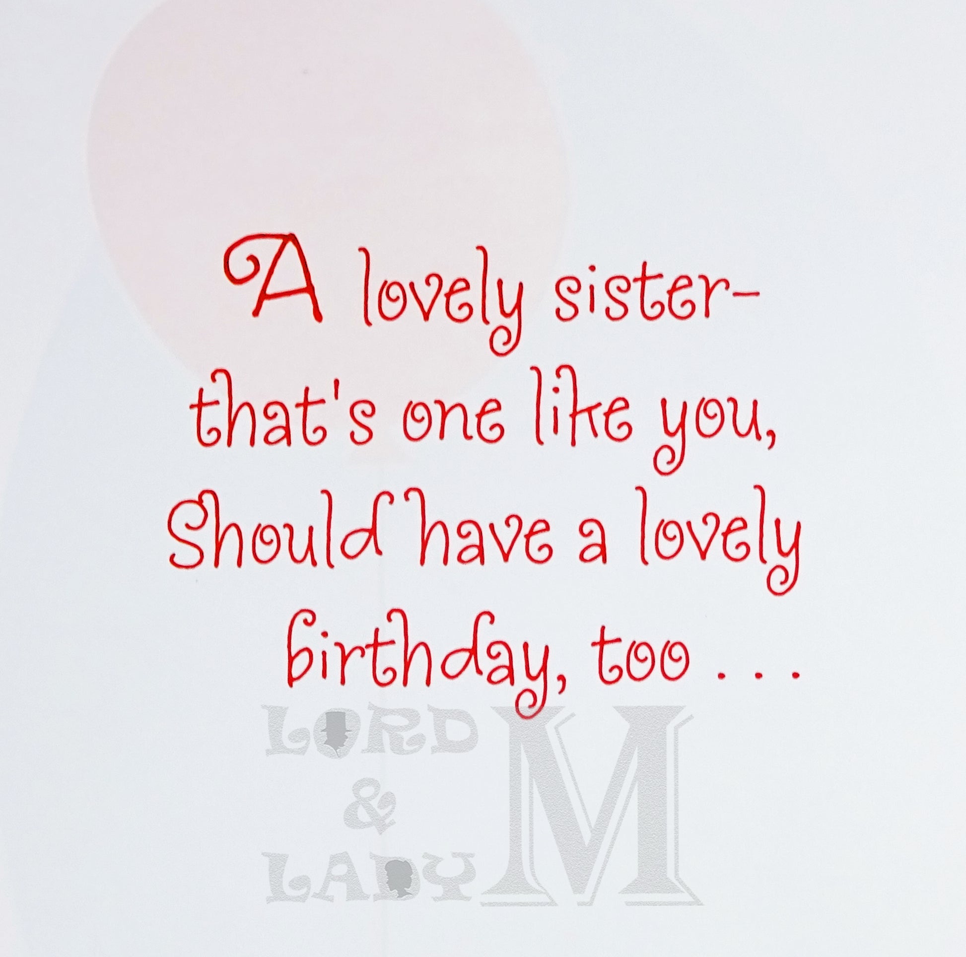 24cm - Happy Birthday Sister - Girl - Lge Let - E